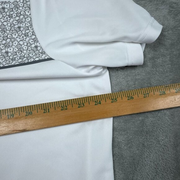 Adidas Mens White Polo Shirt XL Floral Chest Print Short Sleeve a0502 - Picture 4 of 7